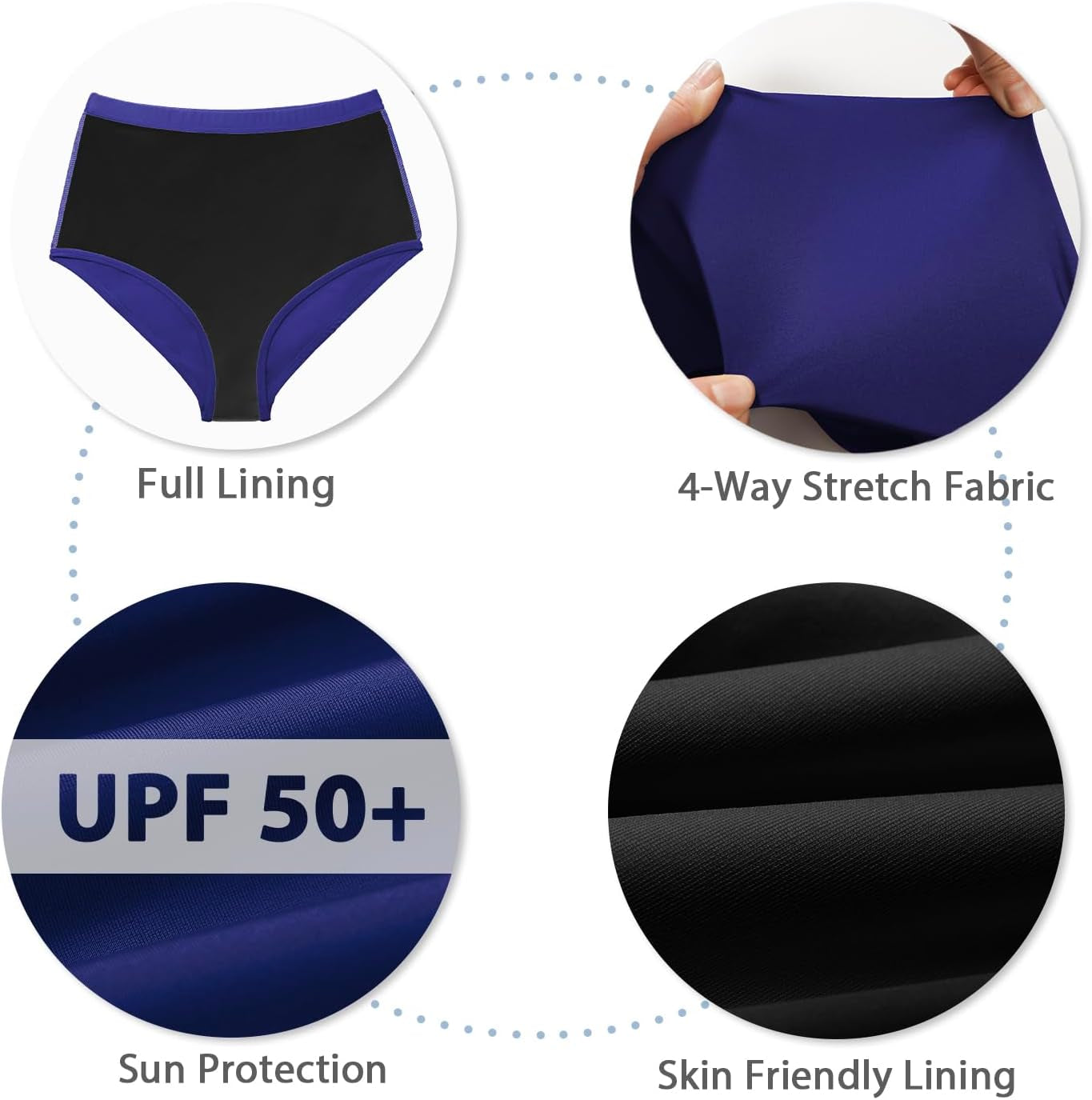 Women Swim Bottoms High Waisted Bikini Bottom Full Coverage Swimsuit Bottoms Bathing Suit Bottom