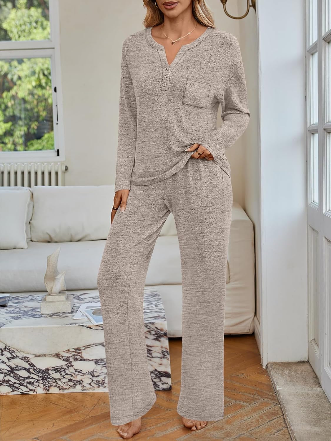 Womens 2 Piece Lounge Sets Winter Outfits 2026 Sweatsuit Matching Pjs Airport Vacation Travel Fall Pajamas Fashion