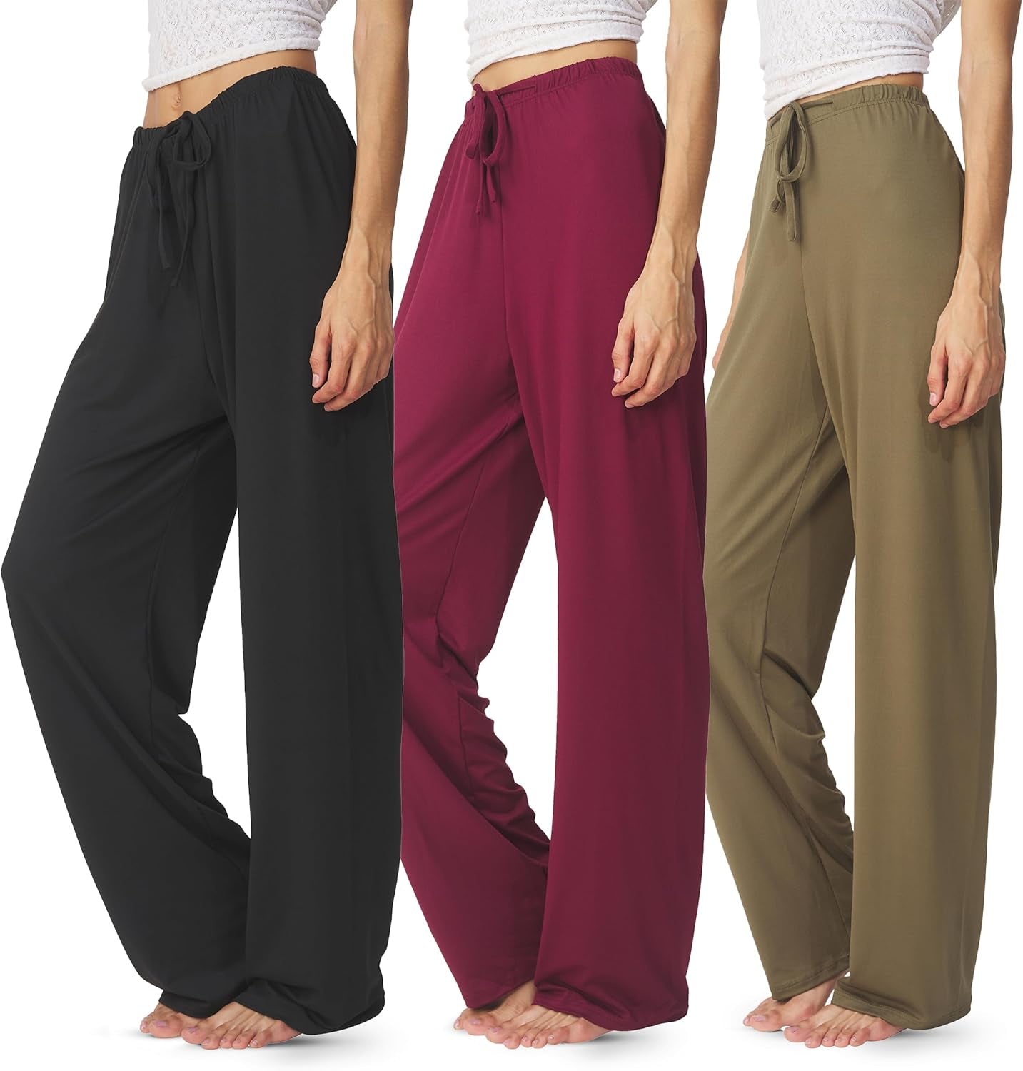 Womens Pajama PJ Pants 3 Pack Lounge Bottoms Pajamas for Women (Avail in plus Sizes)