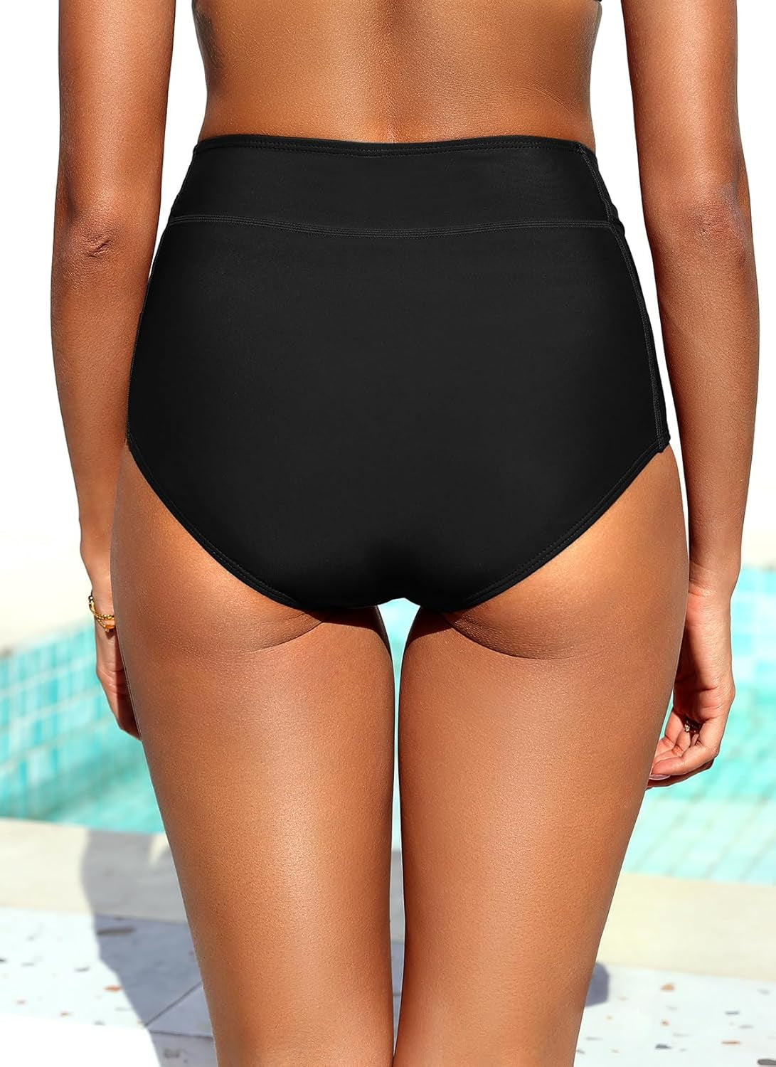 Women High Waisted Swimsuit Bikini Bottoms - Tummy Control Swim Bottom Full Coverage Bathing Suit with Pockets 2025