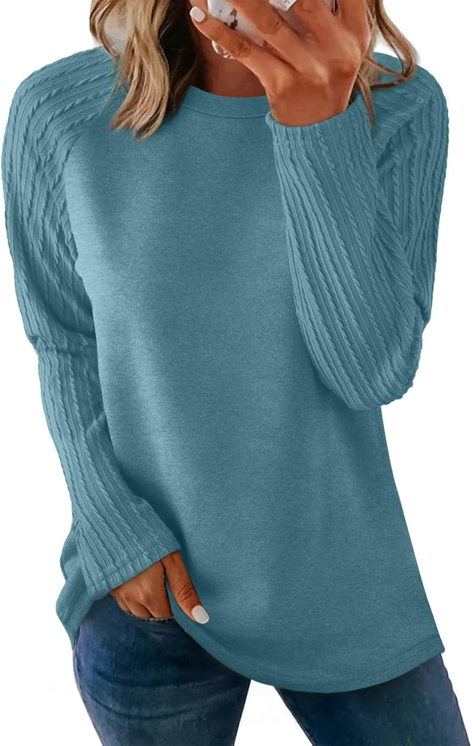 Long Sleeve Shirts for Womens Fall Fashion 2025 Crewneck Oversized Sweatshirt Tunic Tops to Wear with Leggings