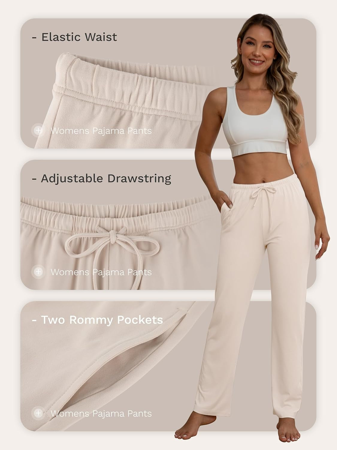 3 Pack Womens Pajama Pants Soft Loose Casual Lounge & Sleep Pants Pajama Bottoms PJ Sleepwear with Pockets