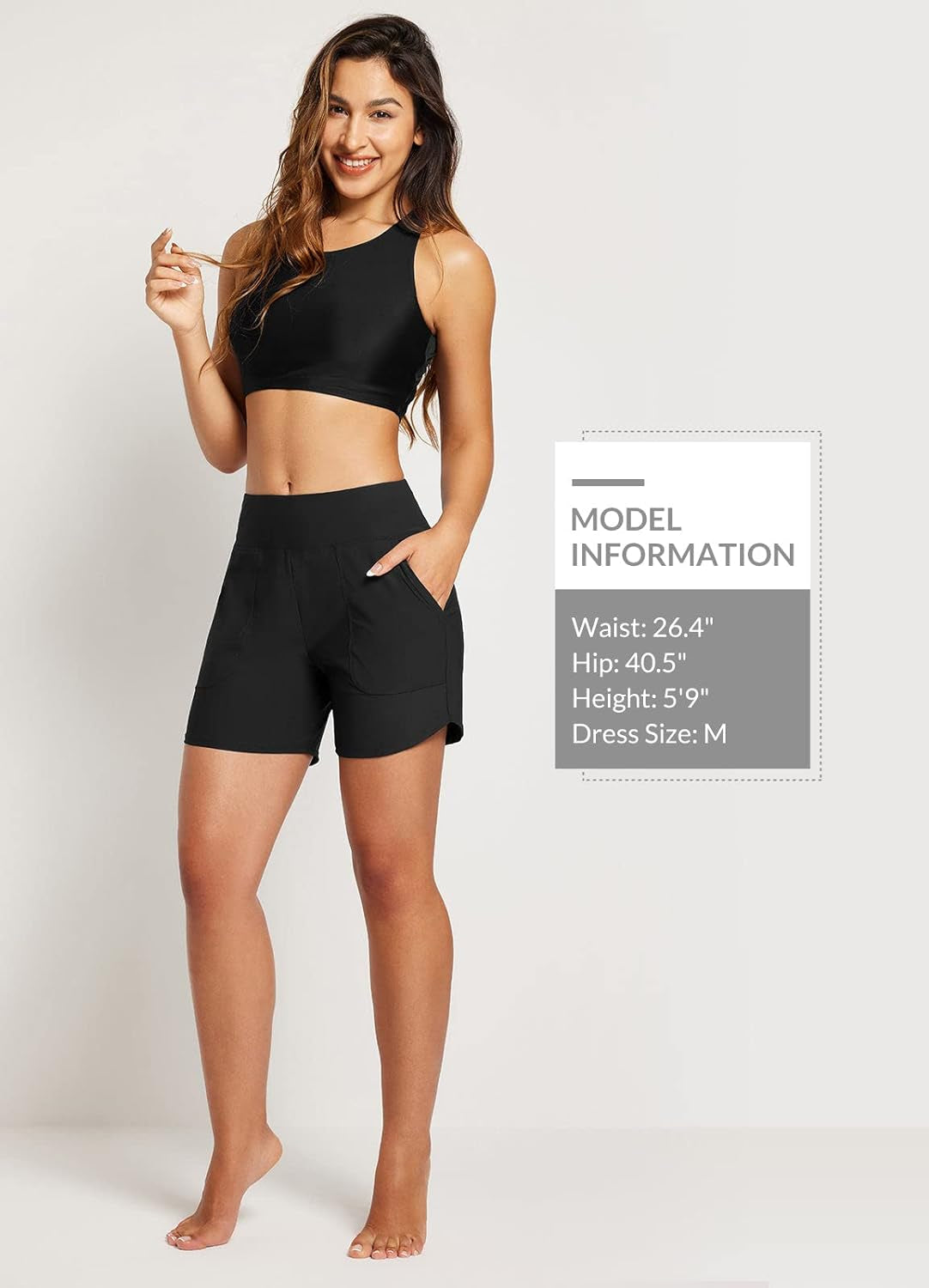 Women'S 3"/5"/7"/9" High Waisted Swim Board Shorts Quick Dry Swimsuits Bottoms Trunks with Pockets