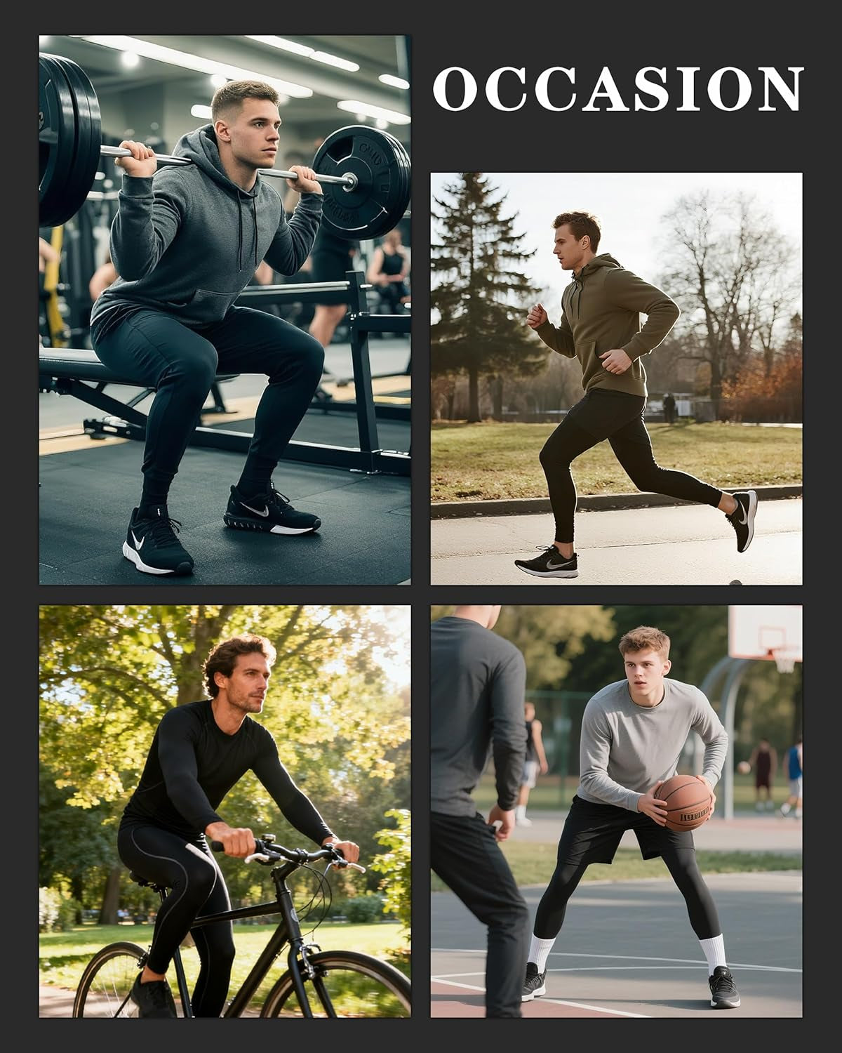 Men'S Thermal Compression Pants, Fleece Lined Running Tights Leggings, Athletic Ski Base Layer Bottoms Cold Weather