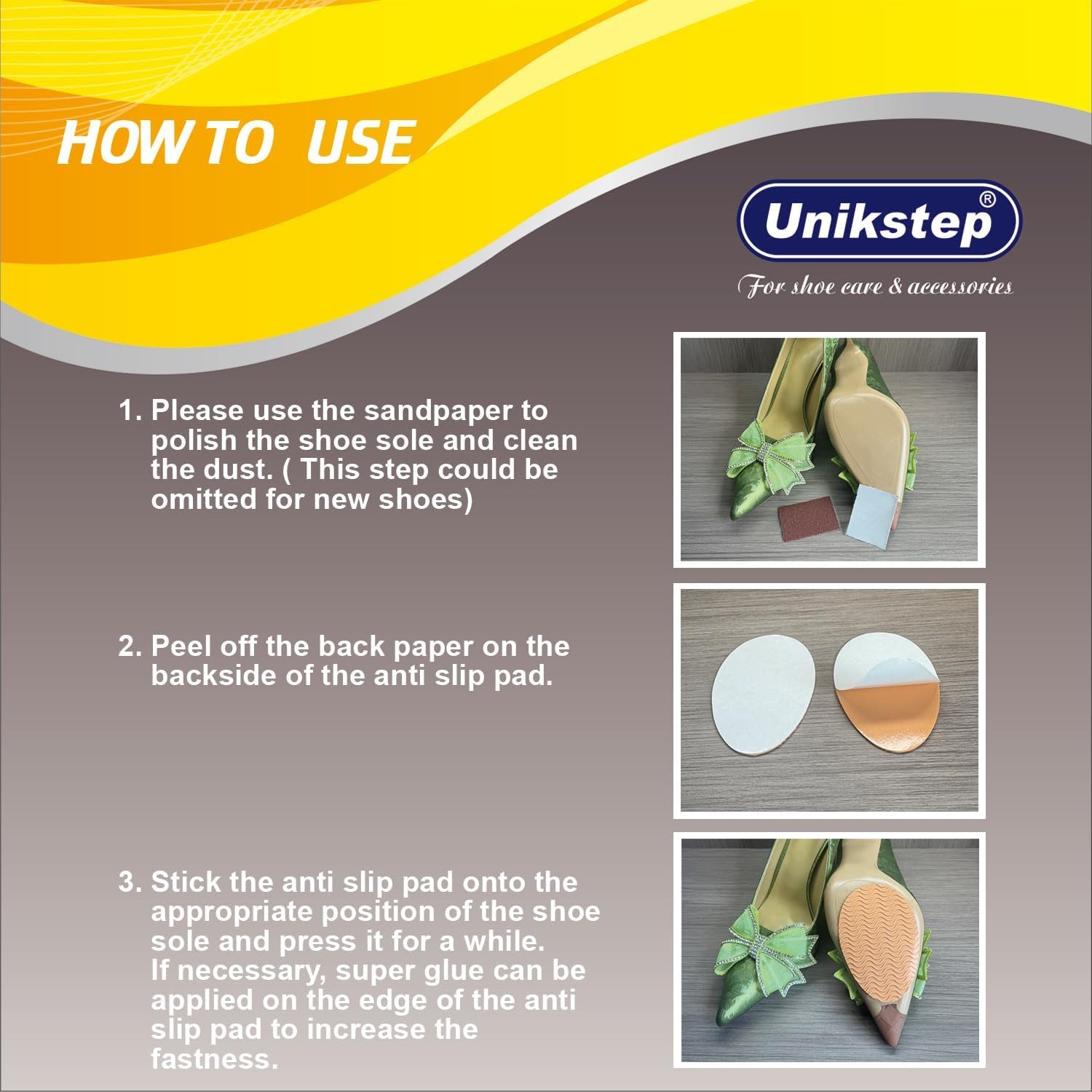 6 Pairs (12 Pieces) Shoe Sole Non Slip Pads, anti Skid Self Adhesive Rubber Grips, Shoe Bottom Front Sole and Heel Noise Reduction Protector Cushions (Black with Wave Pattern)