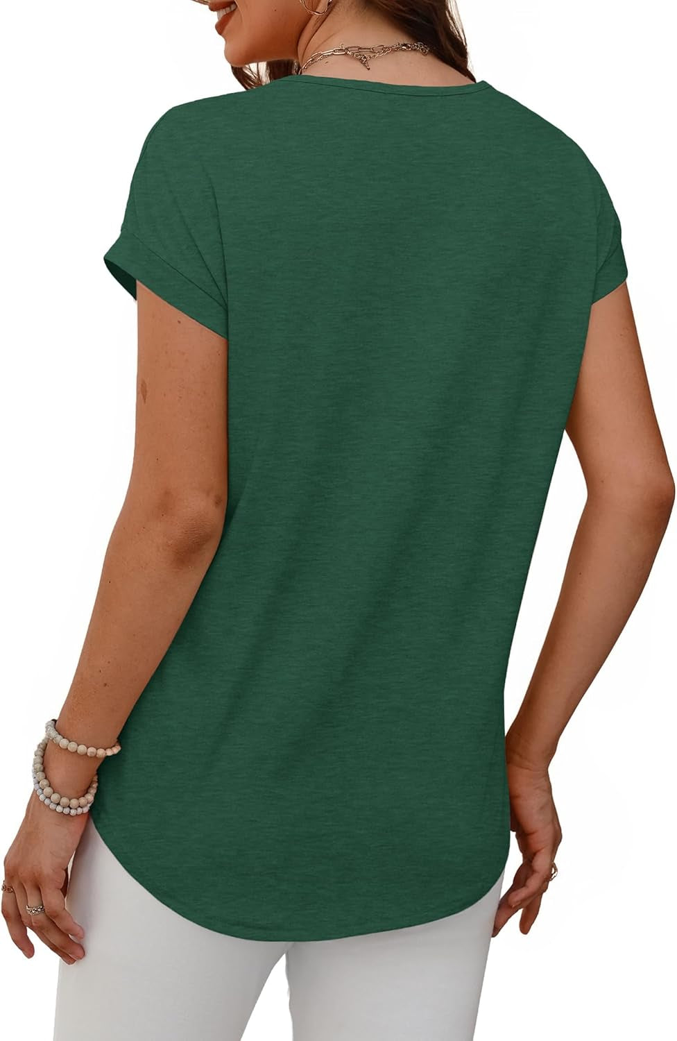 Womens T Shirts V Neck Cap Sleeve Summer Tops Basic Women Blouses Beach Vacation Spring Clothes