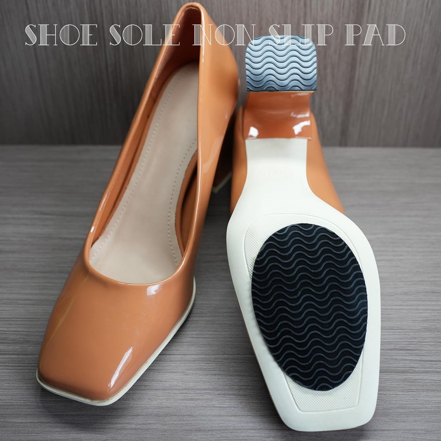 6 Pairs (12 Pieces) Shoe Sole Non Slip Pads, anti Skid Self Adhesive Rubber Grips, Shoe Bottom Front Sole and Heel Noise Reduction Protector Cushions (Black with Wave Pattern)