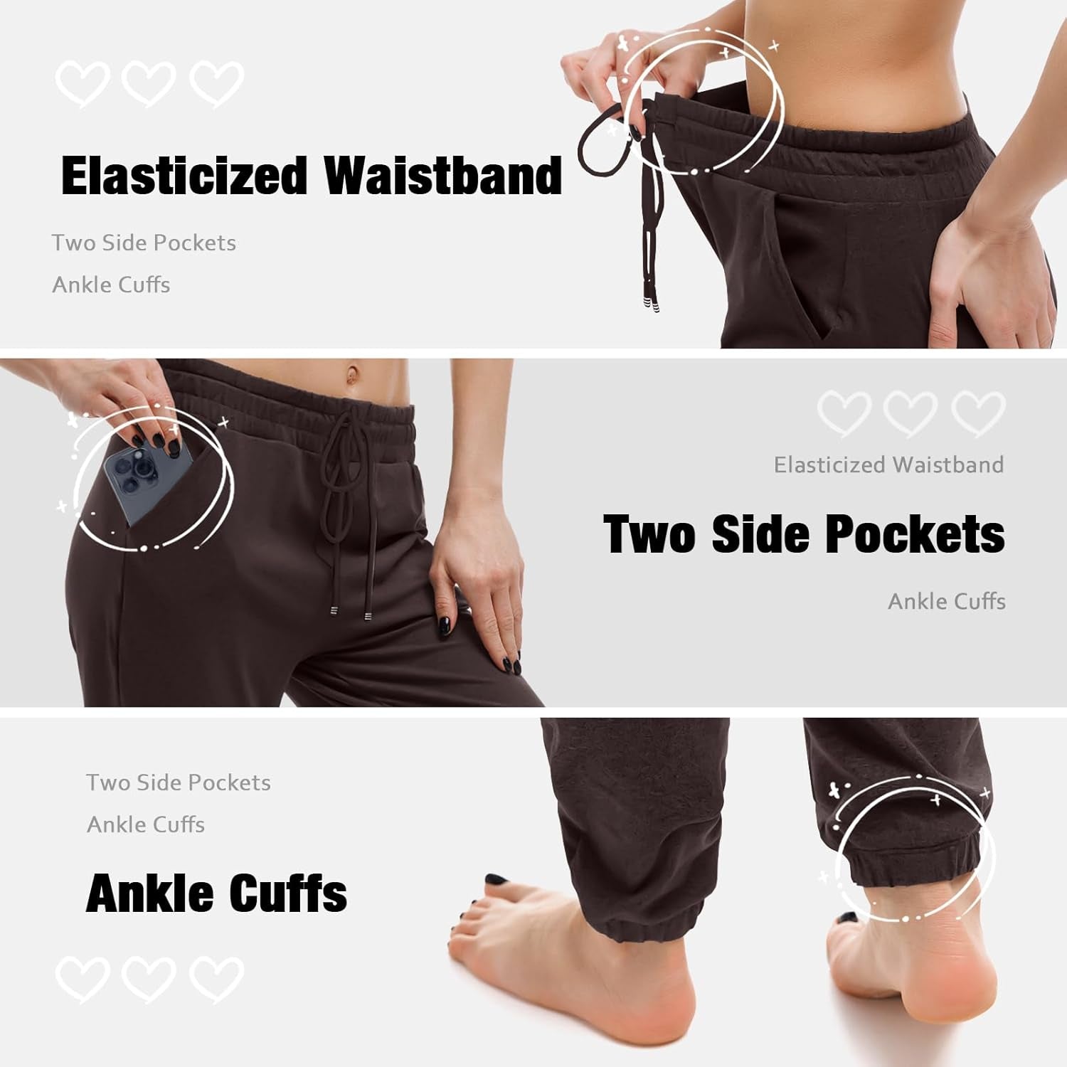 Womens Joggers with Pockets, Drawstring Sweatpants Women for Lounging Jogging Workout and Gym