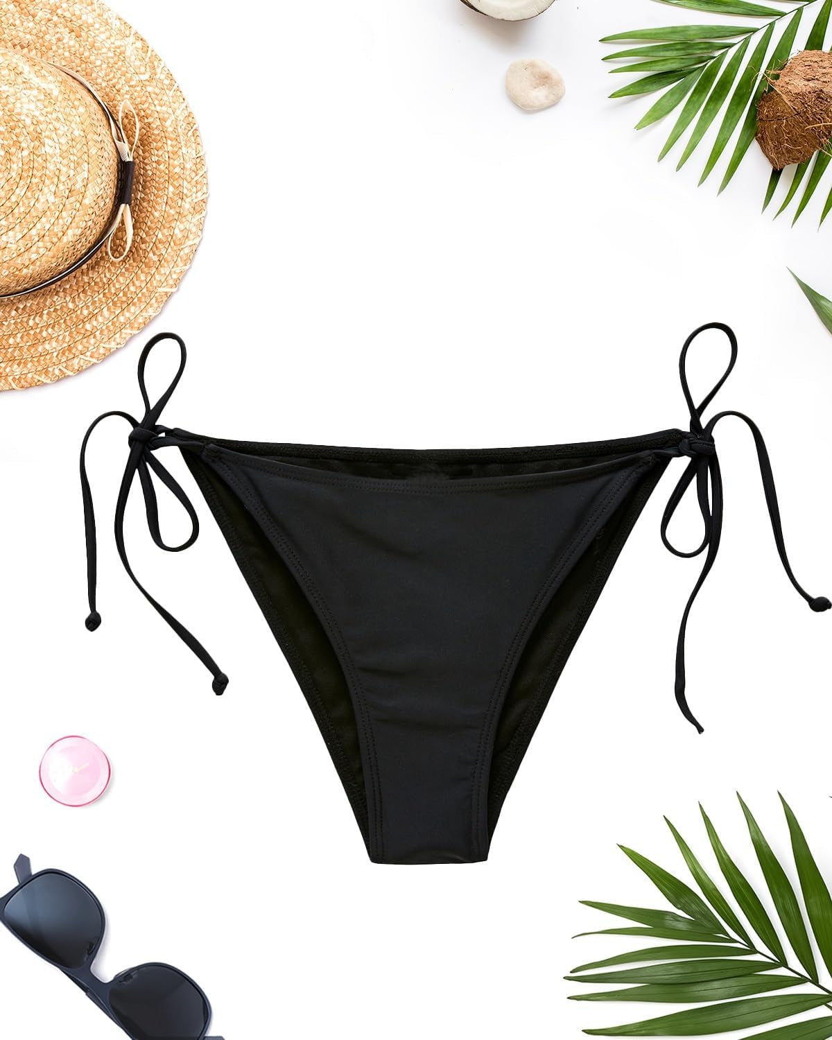 Bikini Bottoms for Women String Bathing Suit Bottom with Moderate Coverage Low Waist Swim Bottom