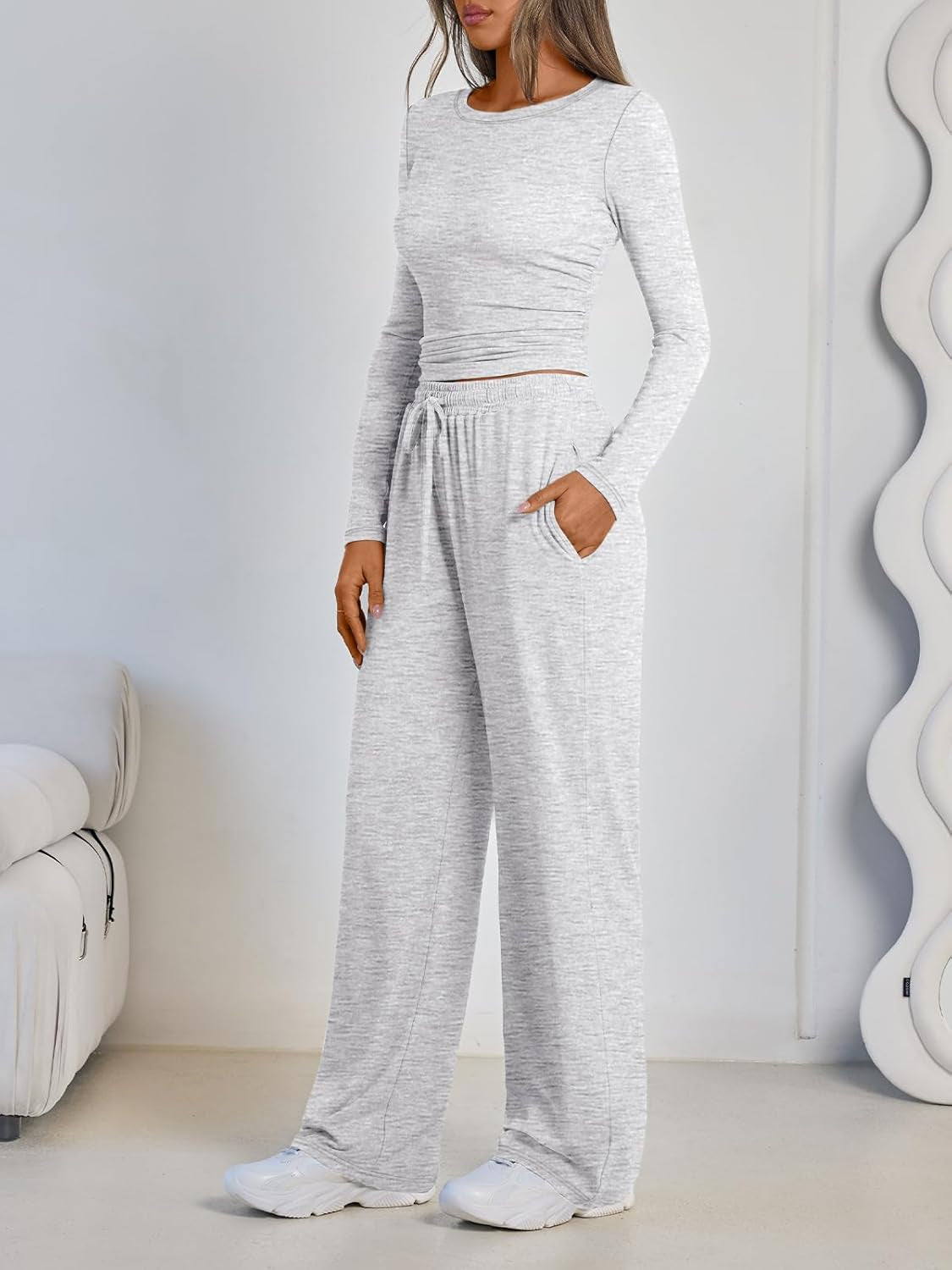 2 Piece Lounge Sets for Women Fall Outfits 2025 Two Piece Travel Sweatsuits Business Casual Fashion Clothes