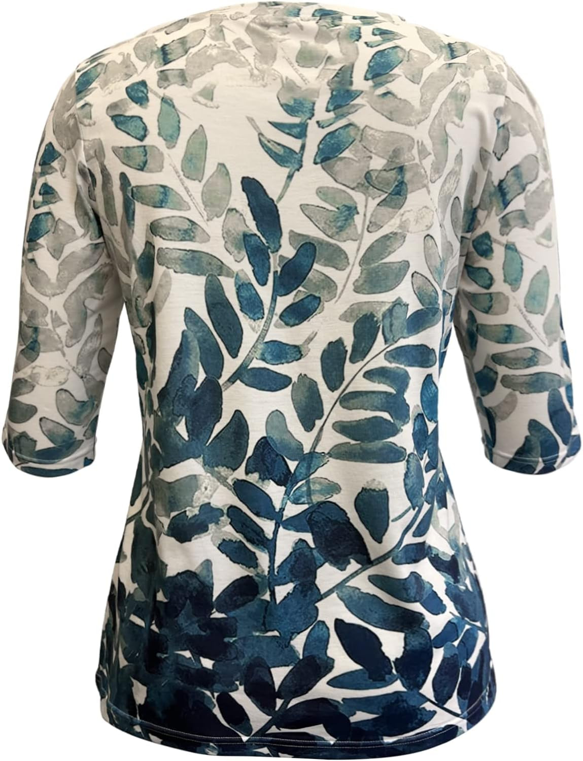 Womens Tops 3/4 Sleeve Shirts round Neck Loose Casual Blouses Floral Print Tshirts