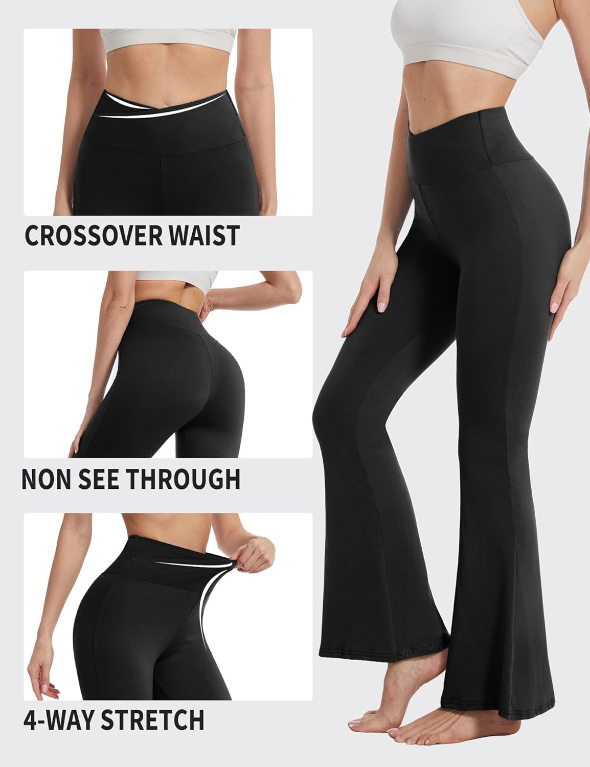 Flare Yoga Pants for Women, Crossover Soft Bootcut Leggings
