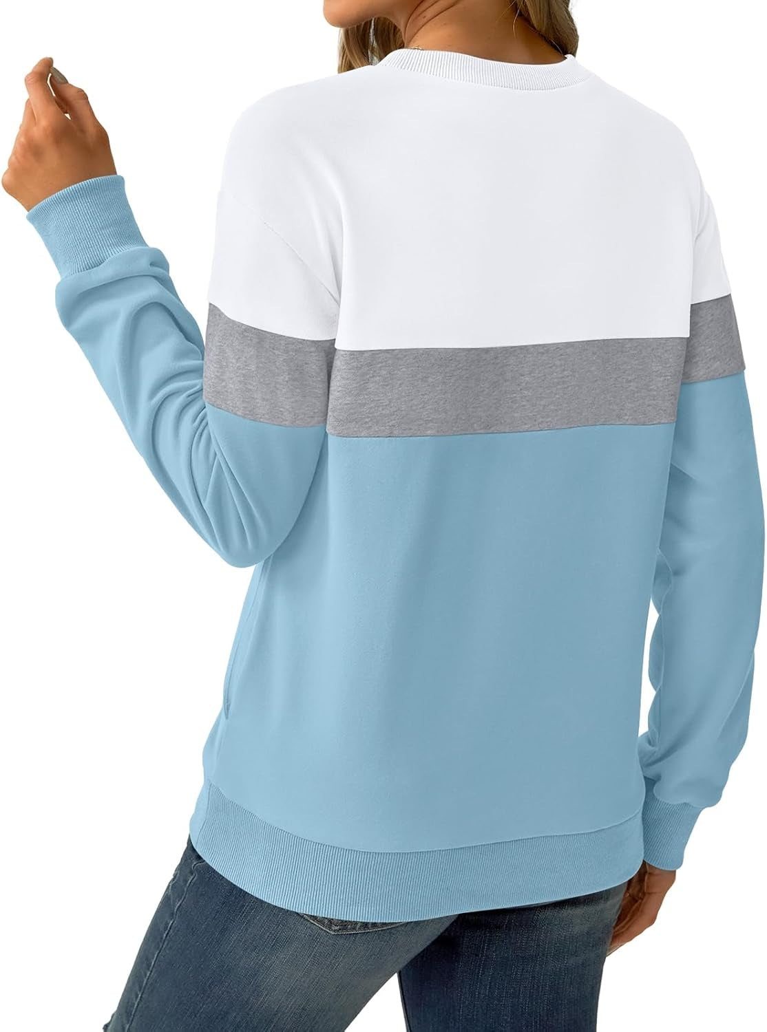 Womens Sweatshirts Cotton Crewneck Tops Long Sleeve Cute Lightweight Fall Winter Loose Casual Pullover with Pockets