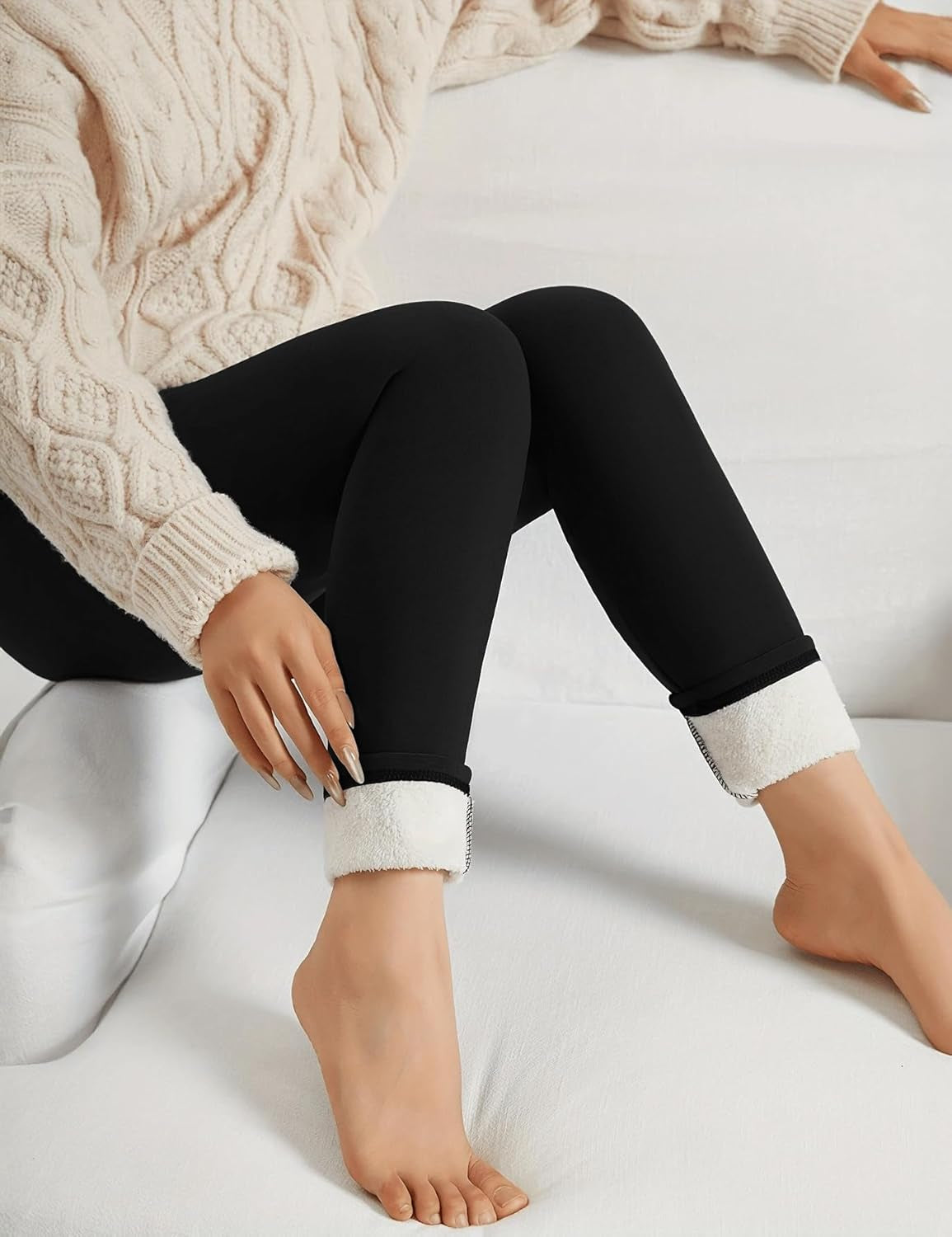 Thick Fleece Lined Leggings for Women Tummy Control High Waisted Workout Thermal Warm Soft Yoga Pants for Cold Winter