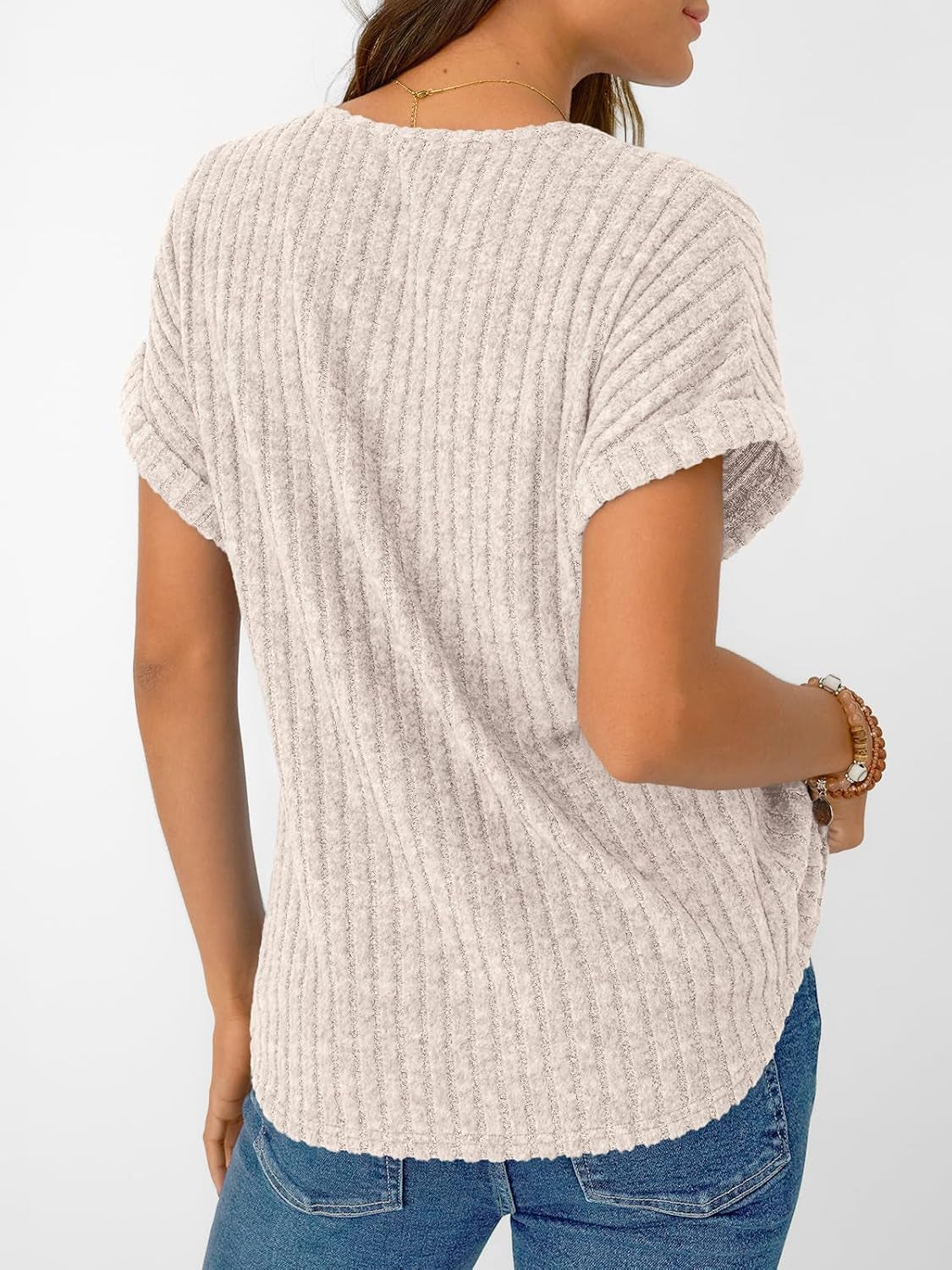 Women Tops Spring Vacation Summer Sweaters Short Sleeve Shirts 2026 Fashion Dressy Casual Business V Neck Blouses