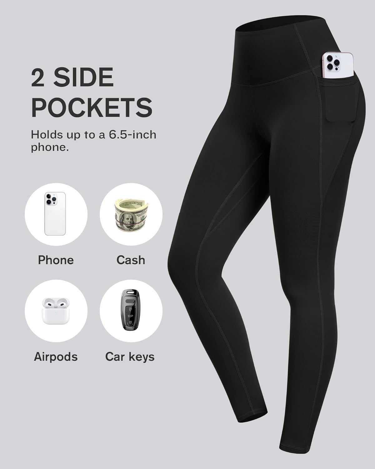 Leggings with Pockets for Women - Tummy Control High Waisted Soft Workout Yoga Pants