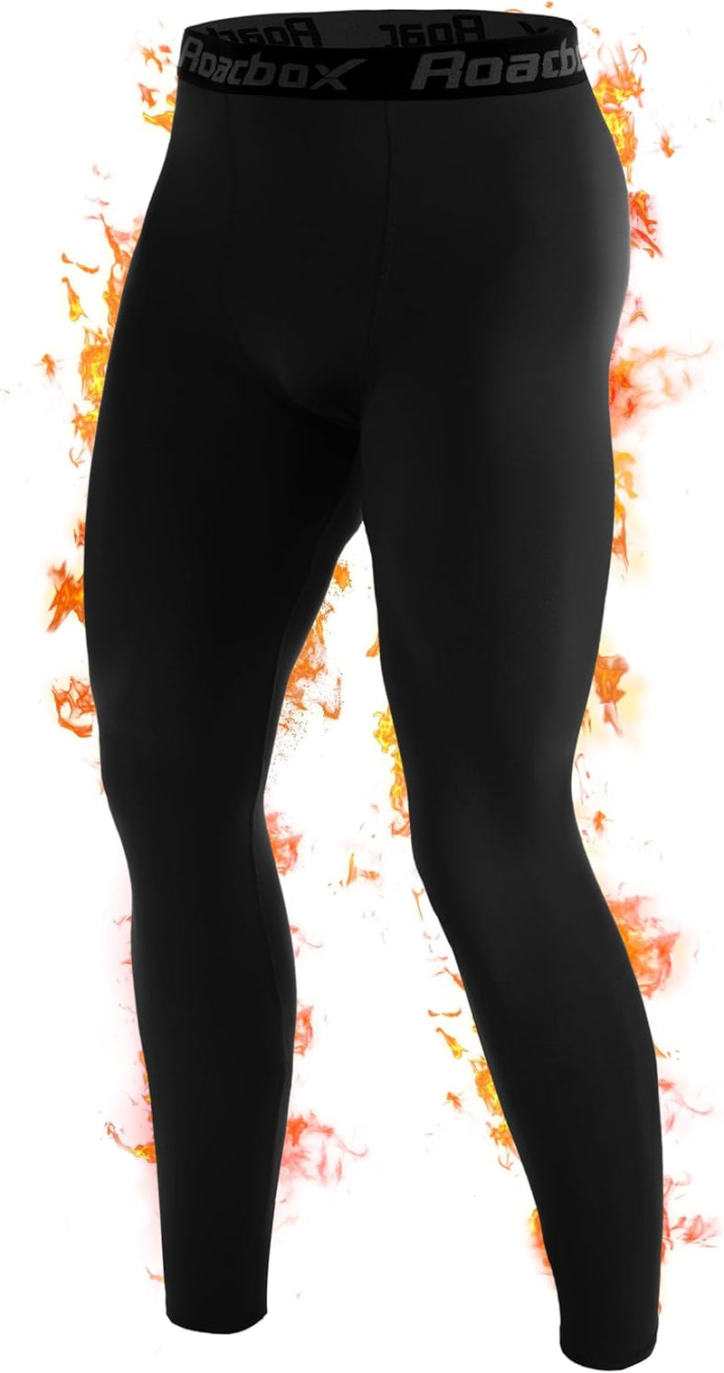 Men'S Thermal Compression Pants, Fleece Lined Running Tights Leggings, Athletic Ski Base Layer Bottoms Cold Weather