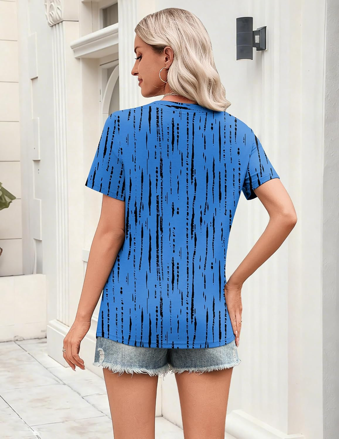 Womens Tops Short Sleeve V Neck Tee Shirts Cute Dressy Casual Clothing Business Work Blouse
