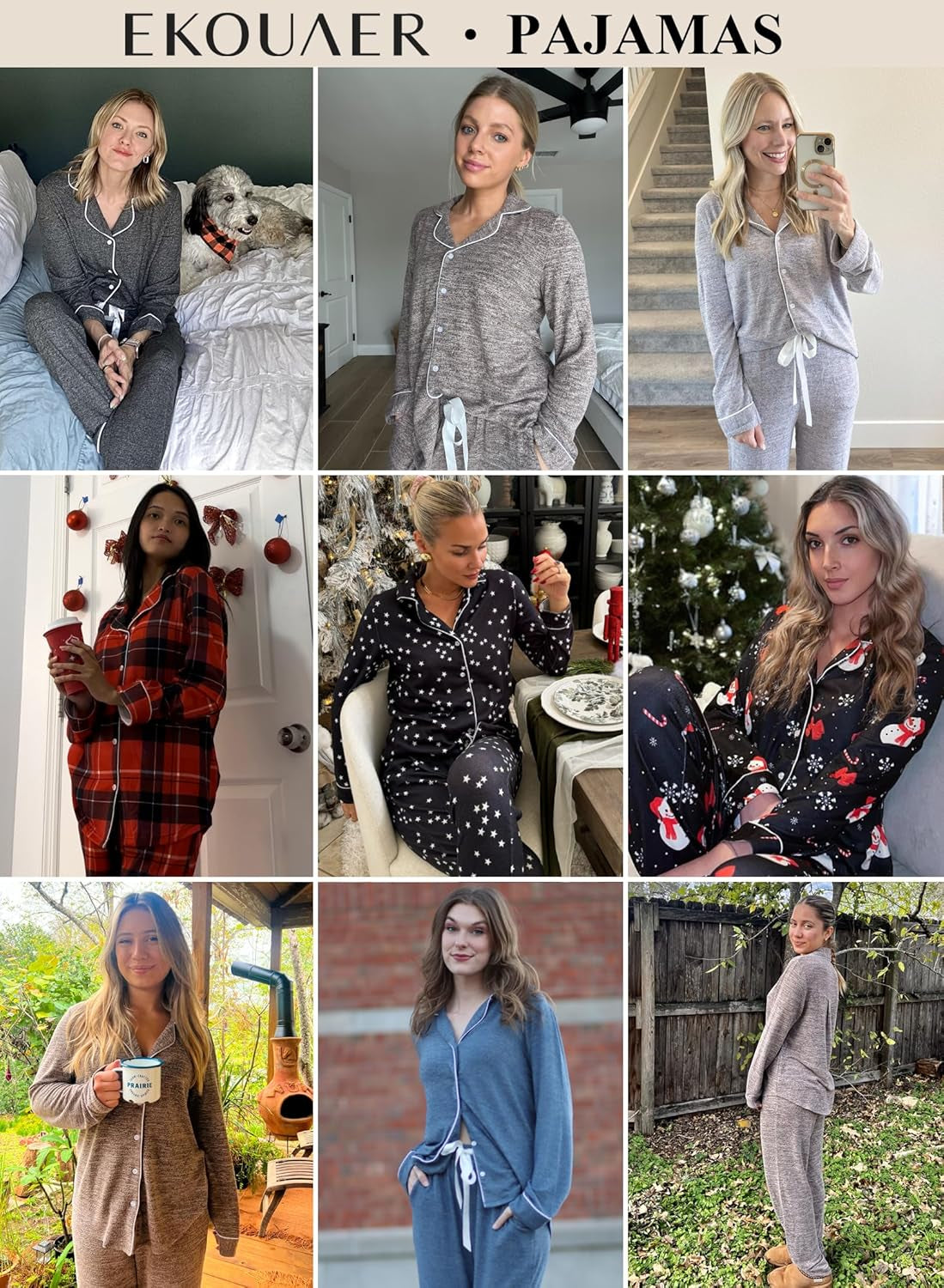 Women'S Pajamas Long Sleeve Sleepwear Casual Button down Loungewear Soft Pjs Set S-XXL