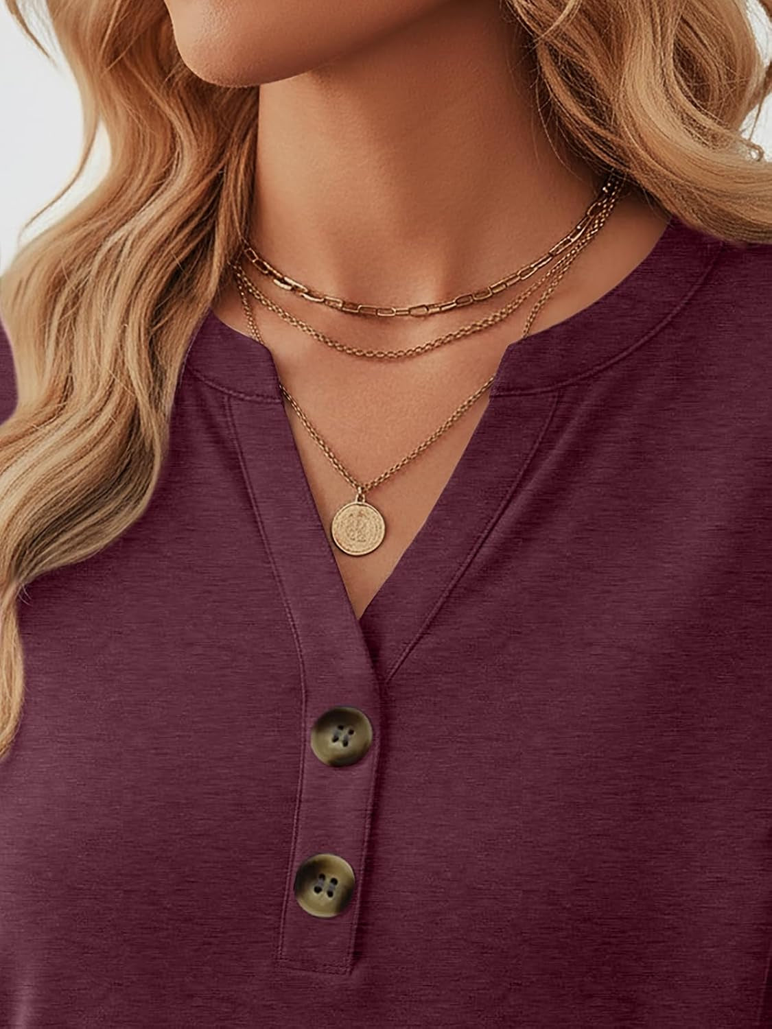 Womens Tops Long Sleeve Shirts Fall Fashion Clothes Henley Dressy Casual Blouses Trendy 2026