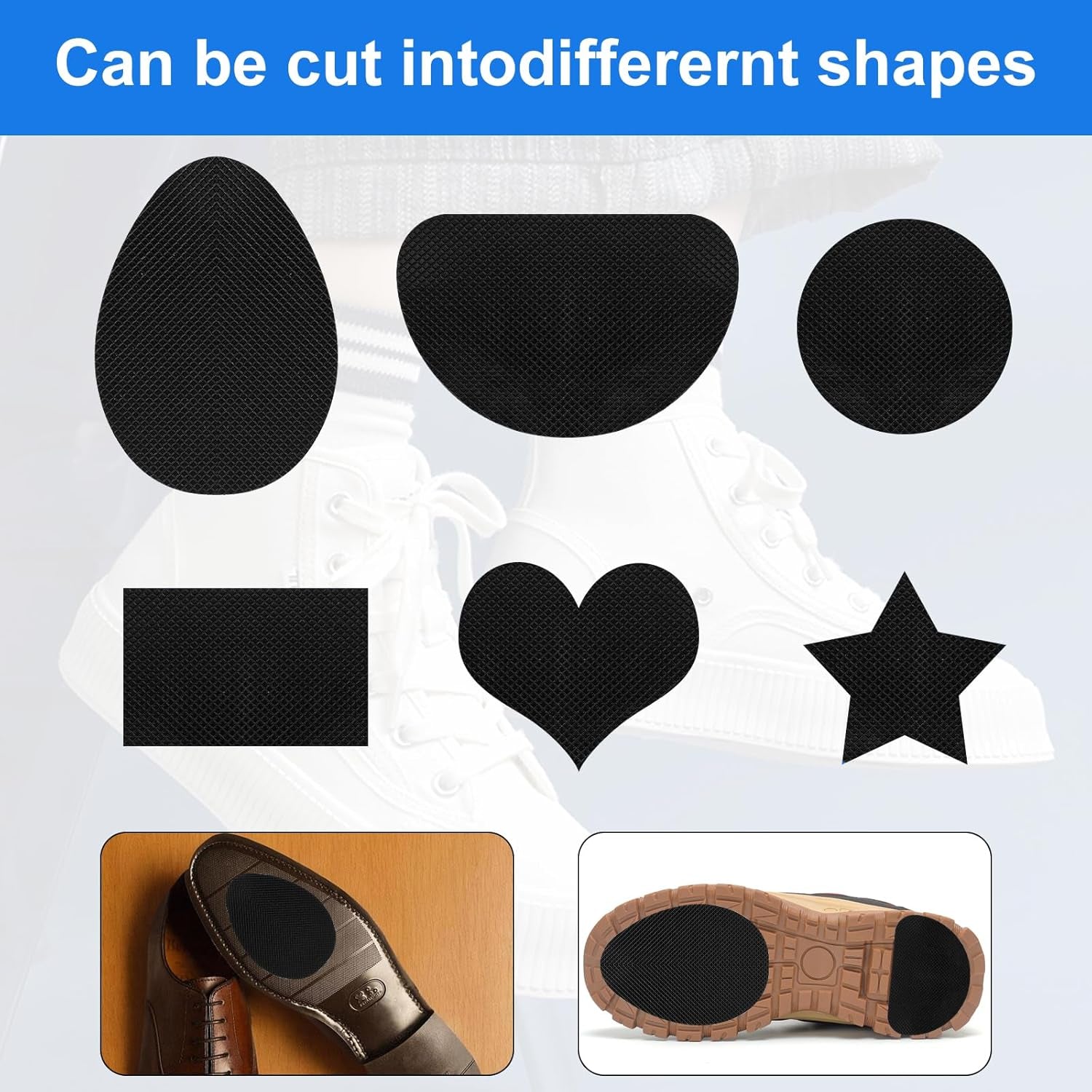 16 PCS/8 Pairs Non-Slip Shoe Pads for Bottom of Shoes– Self-Adhesive Sole Protectors for High Heels & Flats – Anti-Skid Shoes Grips Stickers for Slippery Floors, Noise Reduction, Shoe Bottom Repair