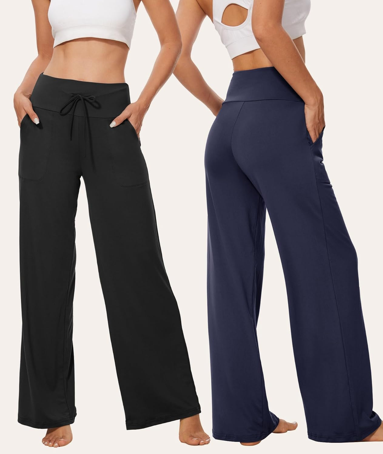 3 Pack Women'S Wide Leg Pants with Pockets - Casual Loose Yoga Trouser Pants Sweatpants Palazzo Lounge Pajama Pants