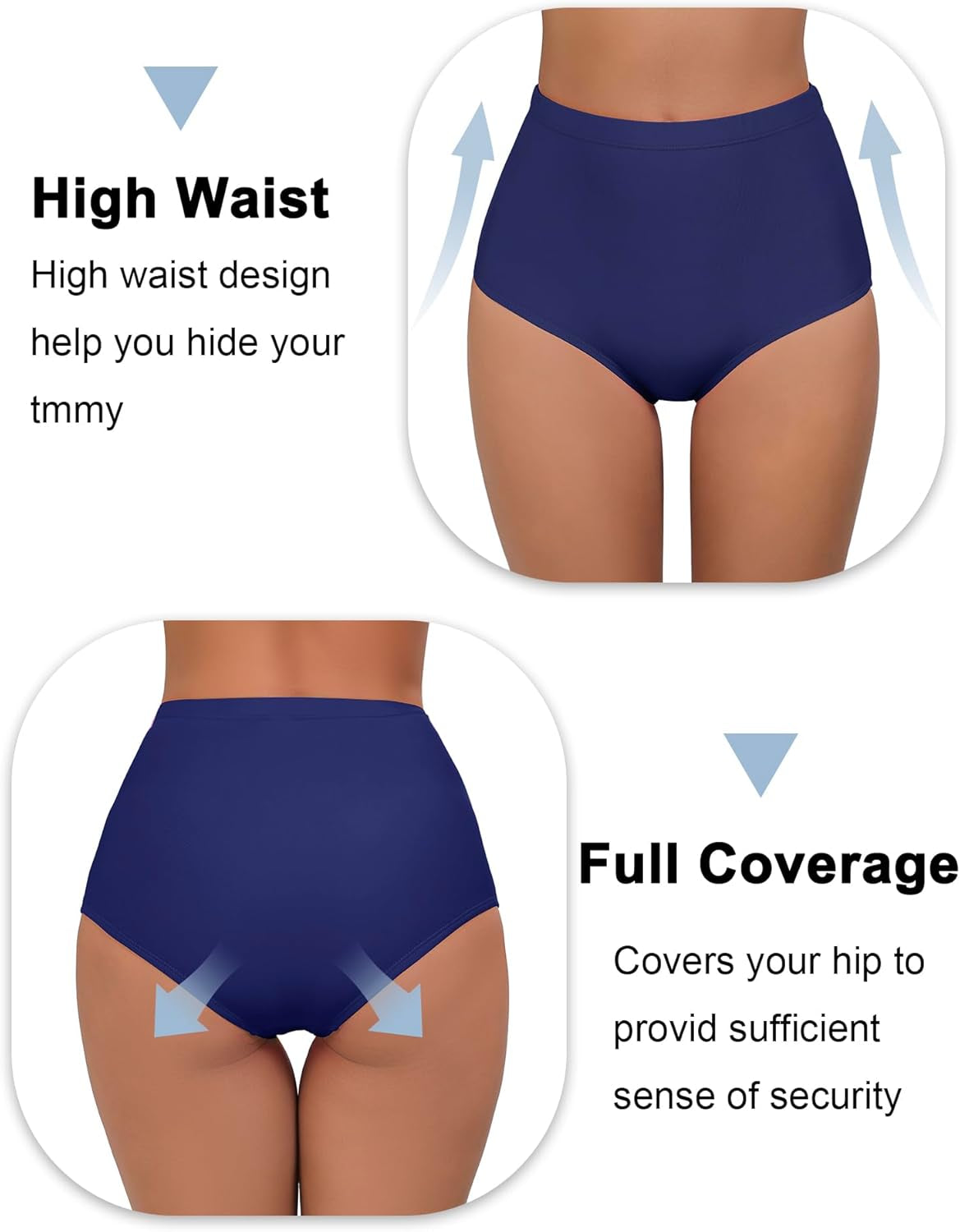 Women Swim Bottoms High Waisted Bikini Bottom Full Coverage Swimsuit Bottoms Bathing Suit Bottom