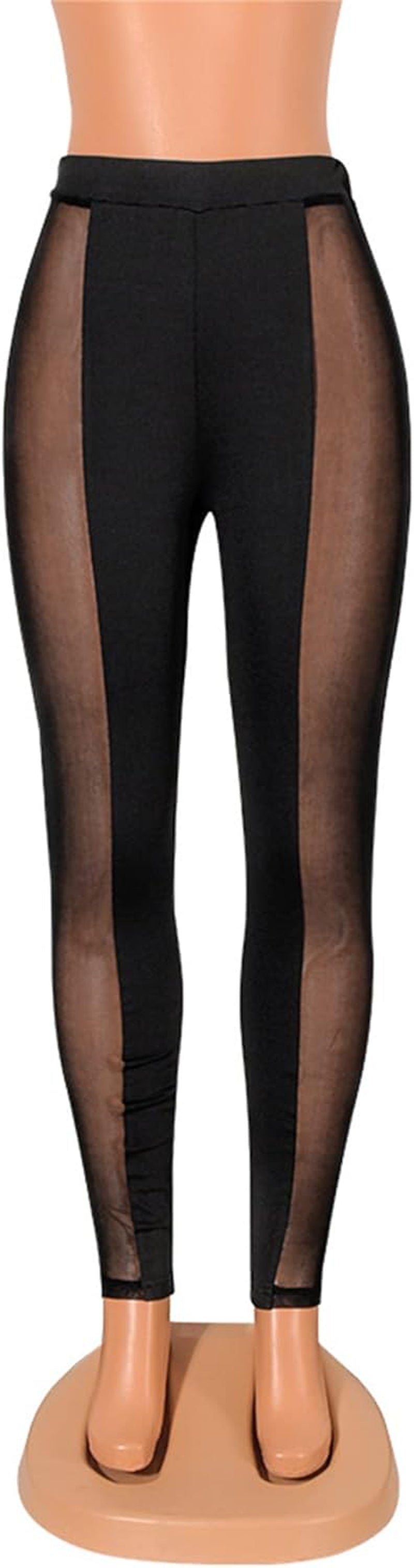 Womens Leggings High Waisted - Sexy Skinny Mesh See through Pants Party Clubwear