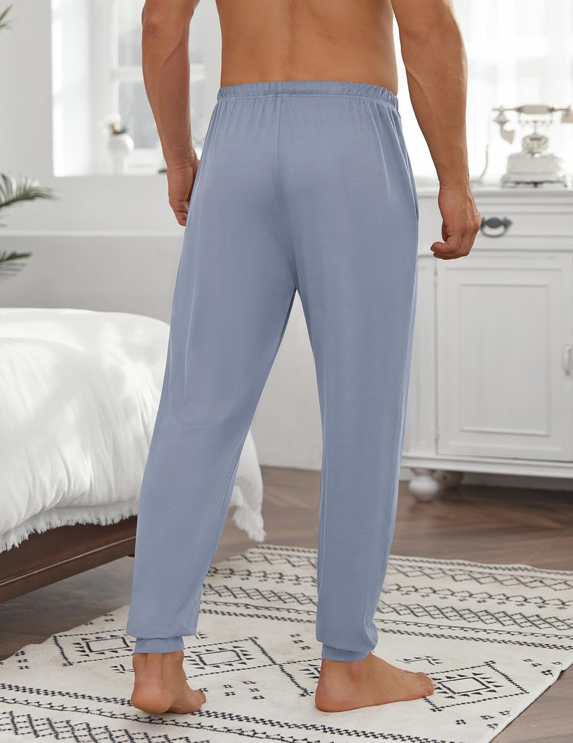 Men'S Pajama Pants Ultra Lightweight Pjs Bottoms Soft Sleep Jogger Pants with Pocket Drawstring